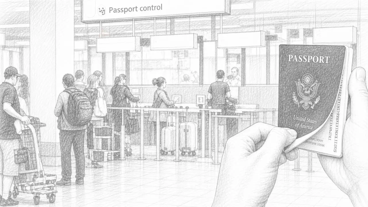 Reizigers bij een luchthavenvertrekpoort